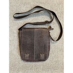 Hill Burry Leather Crossbody Messenger Bag Brown‎ Travel Shoulder Purse